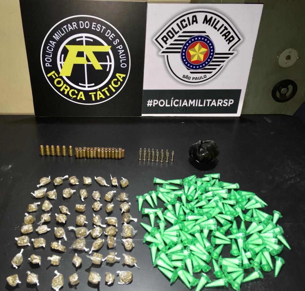 Mulher é presa pela Força Tática de Leme com Drogas e Munições de vários calibres 1 TRAFICO E MUNICAO 1