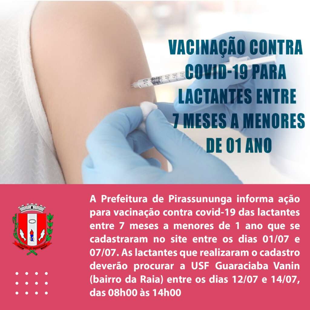 Lactantes de 7 meses a um ano já estão sendo vacinadas contra o COVID-19