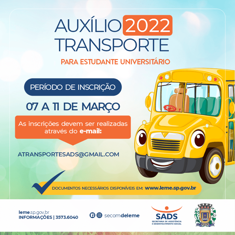 SADS informa sobre o Programa Auxilio Transporte 2022