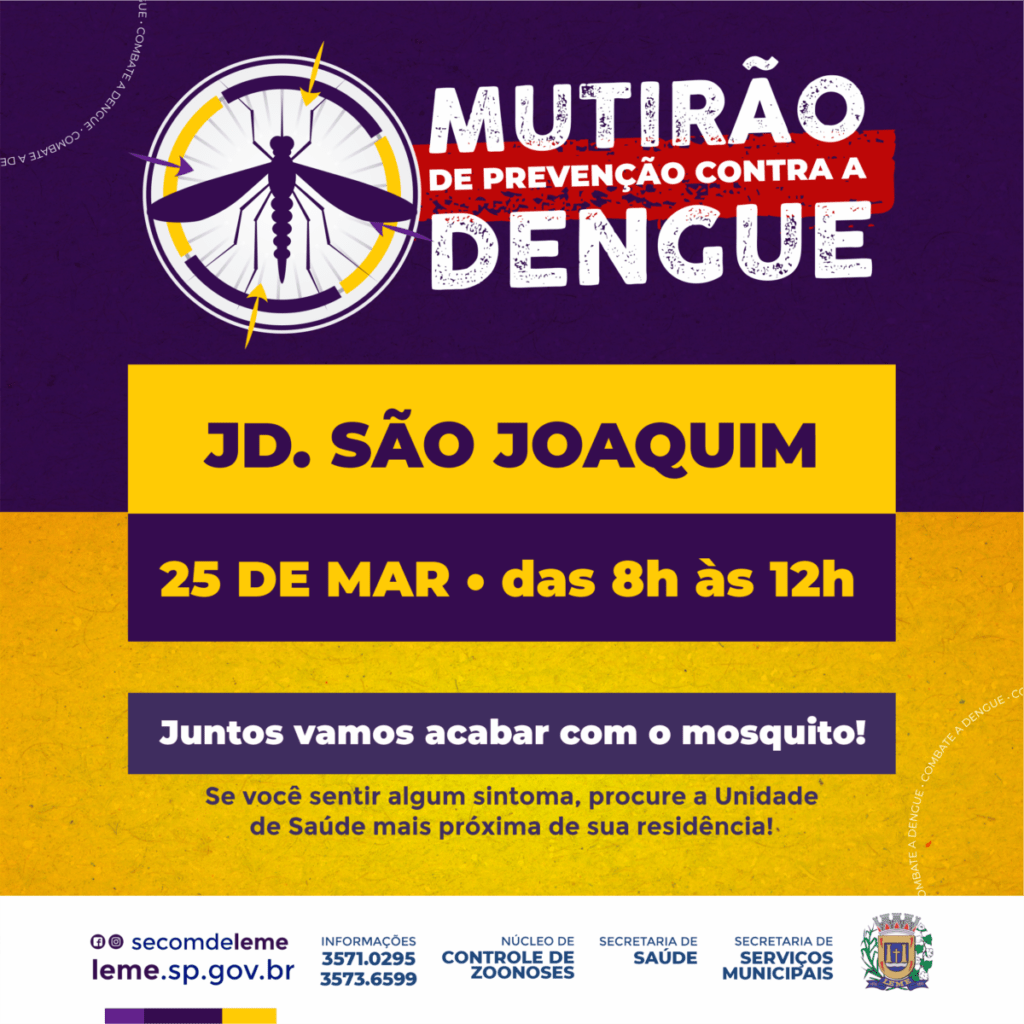 Mutirao contra o Aedes aegypti no Jardim Sao Joaquim sera realizado no dia 25 de marco