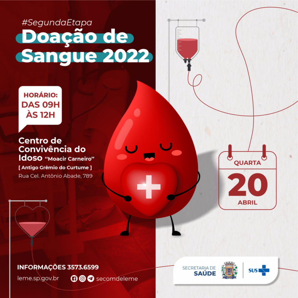 Etapa 2 do calendario de doacao de sangue sera realizada no dia 20 de ABRIL 1 1