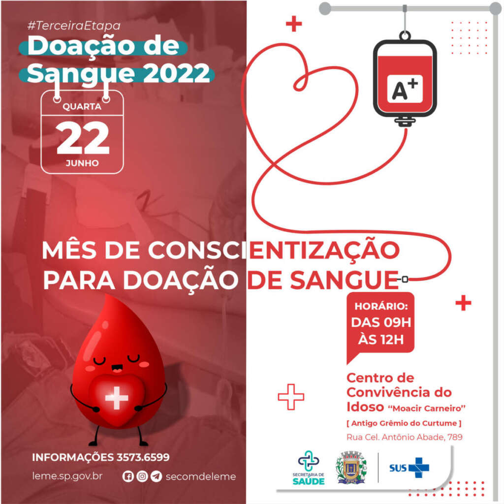 Junho Vermelho Mes de conscientizacao para doacao de Sangue