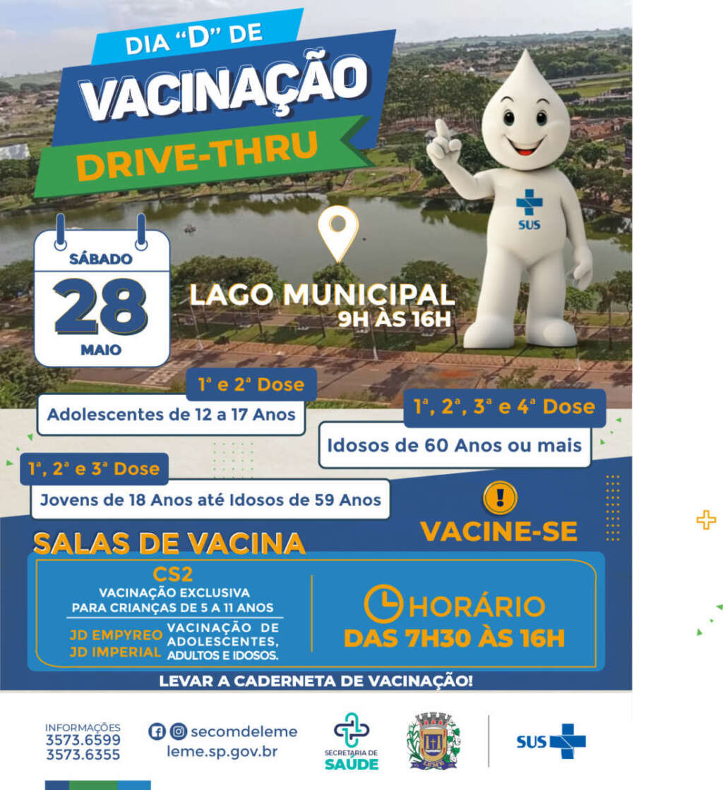 28 de Maio, das 7h30 às 16h, Dia “D” da Vacinação para deixar todas as vacinas atualizadas 1 Vacinacao dia D Gripe sarampo covid 19 2
