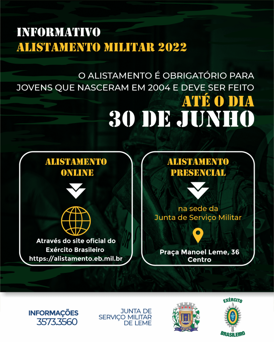 Prazo para alistamento 2022 vai até o dia 30 dia de junho 1 Prazo para alistamento 2022 vai ate o dia 30 de junho