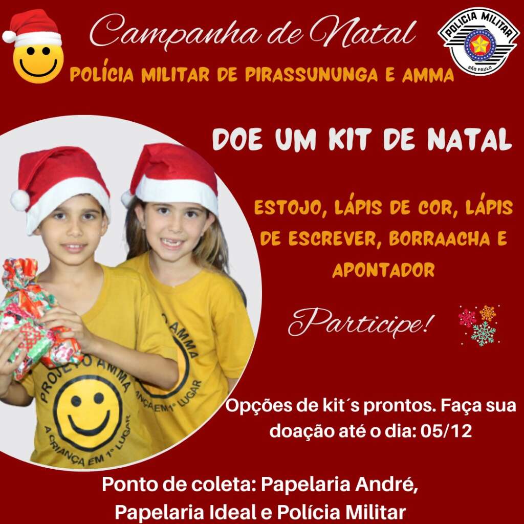 Polícia Militar de Pirassununga faz Campanha de Natal para alunos do Projeto do AMMA 1 PM Natal 3