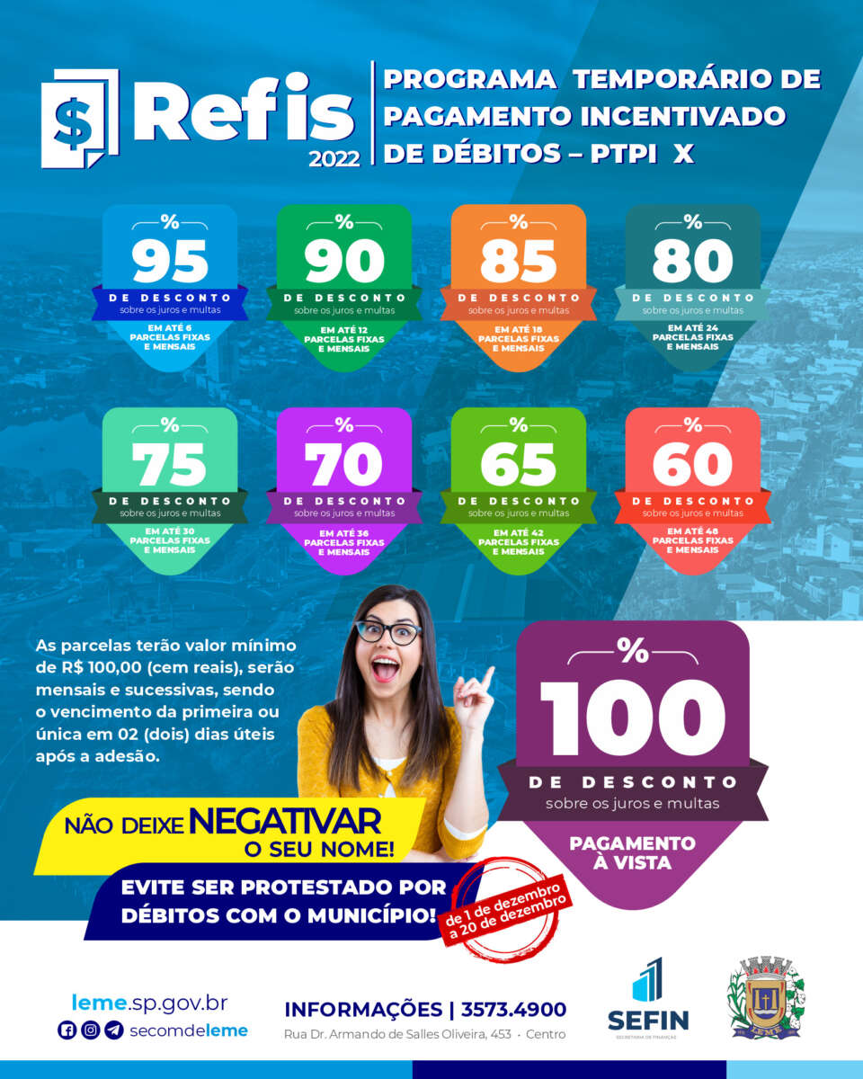 PT de Pagamento Incentivado de Débitos– PTPI X – REFIS municipal 1 PTPI X