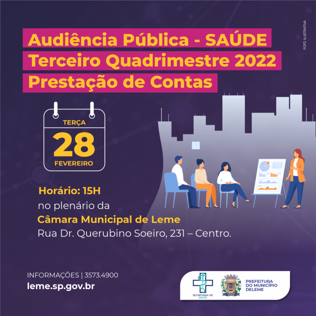 Fundo Municipal de Saude de Leme informa sobre Audiencia Publica