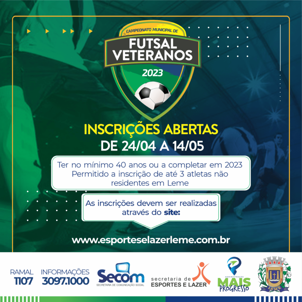 Campeonato Futsal Veteranos inscricoes