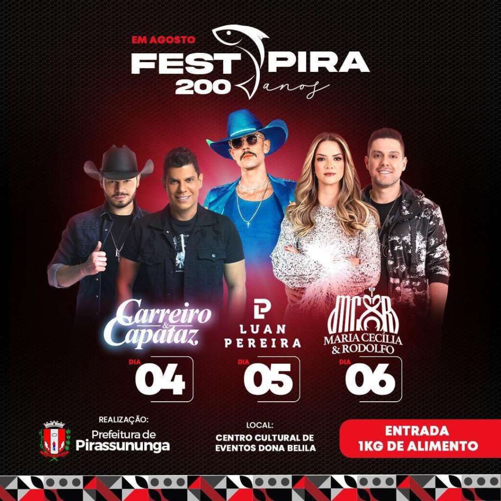 Prefeito e Secretário de Governo divulgam Shows dos 200 anos de Pirassununga 2 382f3ebe 52cf 4429 a8e3 6acbfbe16f53