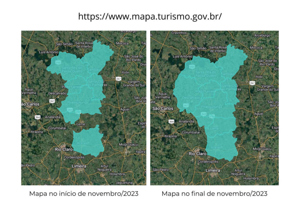 Mapa do Turismo antes e depois
