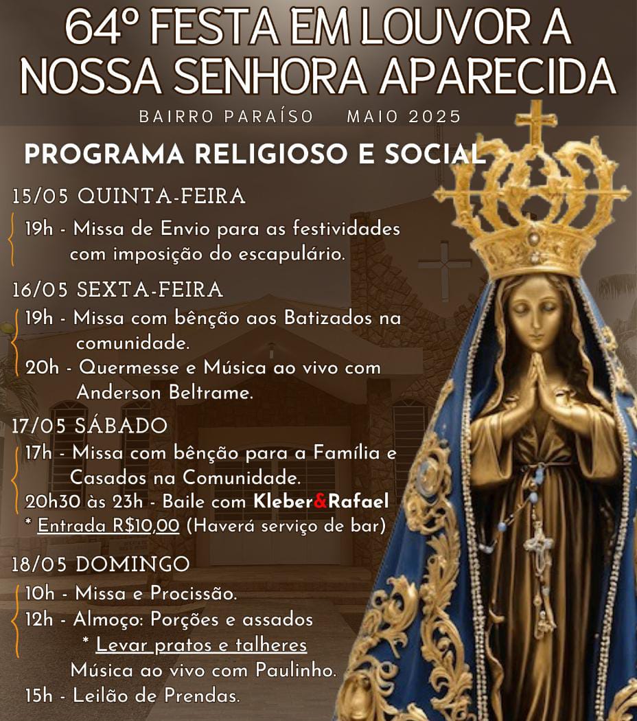 Comunidade de Nossa Senhora Aparecida do bairro do Paraíso/SC Conceição, trabalha para festividades no meio do mês 1 ad578a95 9638 4e40 a9de 2ffd9bd45c2a