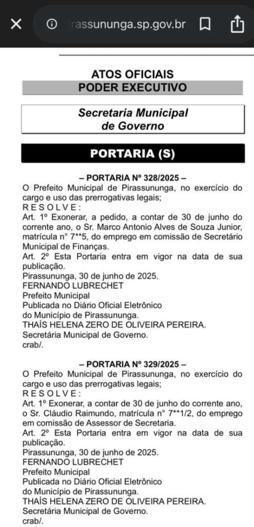 Secretário de Finanças de Pirassununga pede exoneração antes do final das investigações dos R$ 2 milhões 'sumidos' 3 fb458bdd 9c7f 4208 b26c 091895f43c9f 2