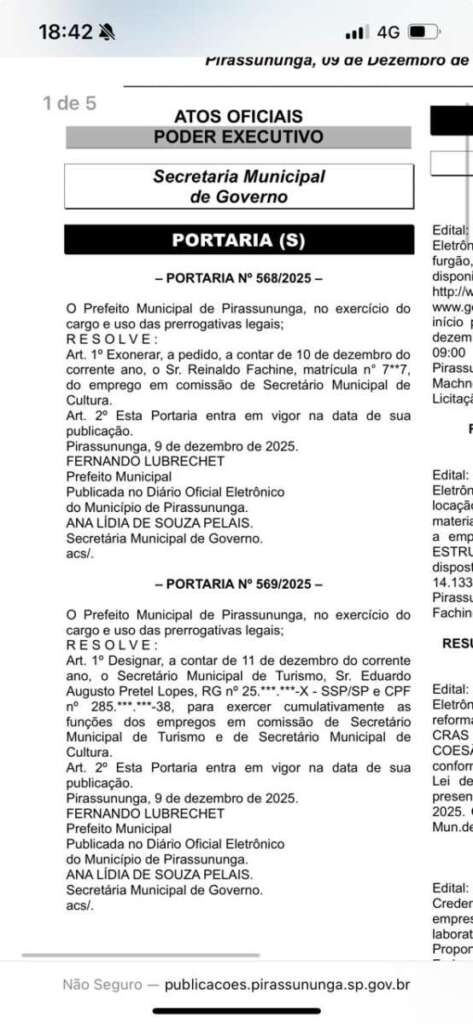 Reinaldo Fachine (Palhaço Jeca) pede exoneração e deixa a Secretaria de Cultura de Pirassununga 2 WhatsApp Image 2025 12 09 at 18.42.40