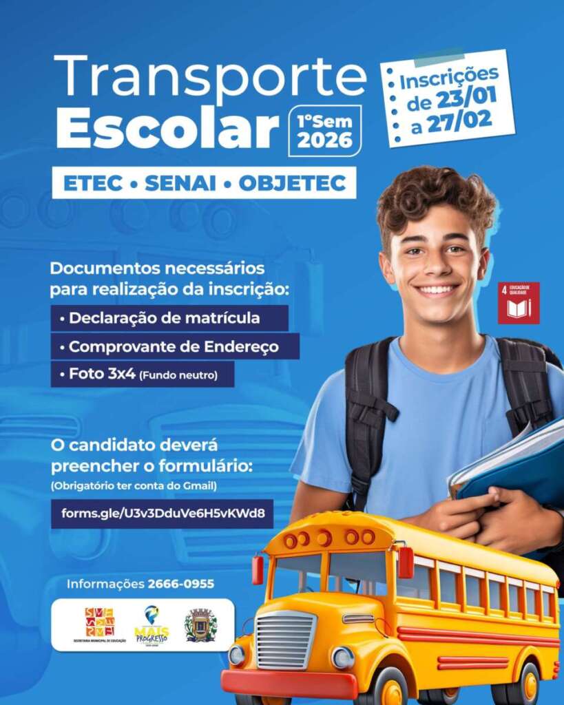 Prefeitura de Leme divulga balanço de ações e novidades para a última semana de janeiro 4 Transporte Escolar 1 SEM 2026 Post