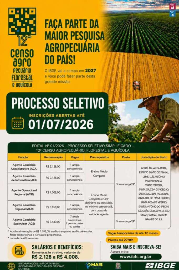 SECOM de Leme divulga os principais temas ocorridos e a ocorrer 3 Concurso IBGE divulgacao prefeitura