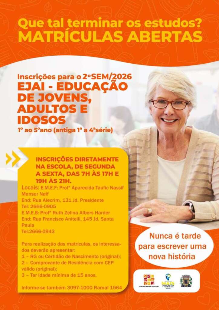 SECOM de Leme divulga os principais temas ocorridos e a ocorrer 6 EJAI 2o Semestre 2026 2