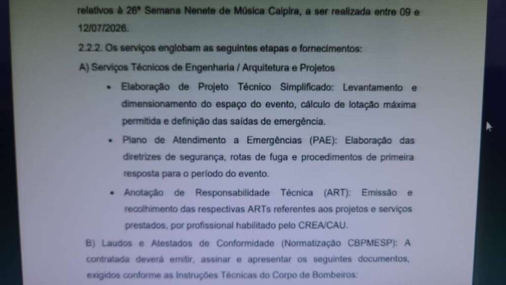 Contratação de R$ 60 mil para AVCB da Semana Nenete gera questionamentos em Pirassununga 2 WhatsApp Image 2026 06 12 at 11.36.33
