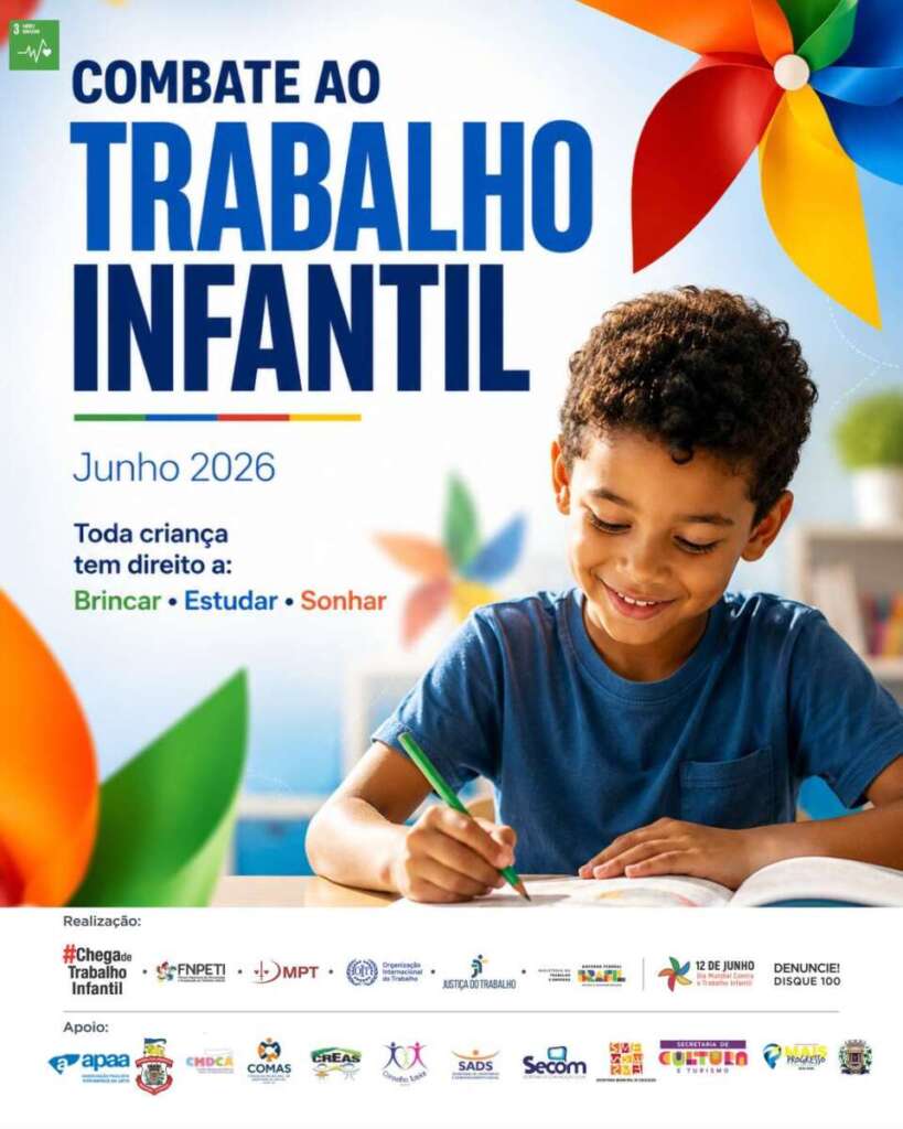 Prefeitura de Leme divulga balanço de ações, campanhas sociais e obras no município 2 arte mes combate trabalho infantil 09 08 26 1