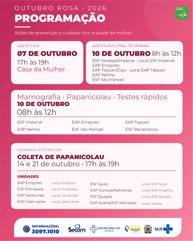 Leme. Outubro Rosa – Mês de Conscientização sobre o Câncer de Mama 2 ARTE OUTUBRO ROSA 1