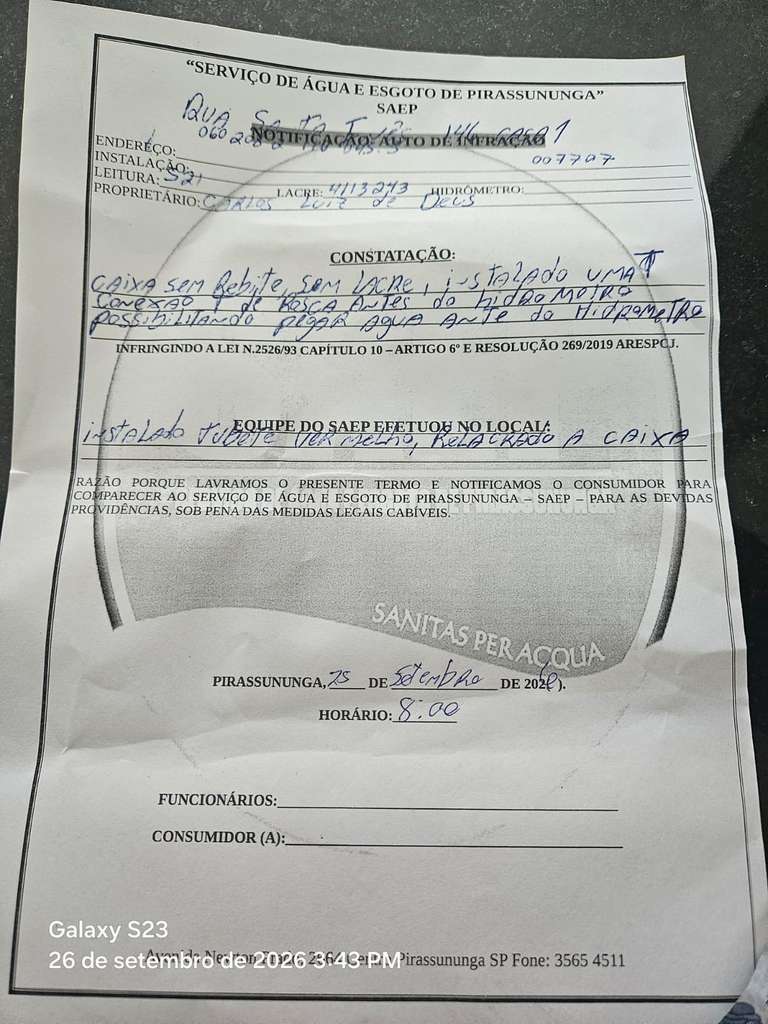 Retaliação! Vereador ‘Carlinhos de Deus’ registra B.O. após ter água cortada em sua casa pelo SAEP 5 WhatsApp Image 2026 09 26 at 15.43.24 1 768x1024 1